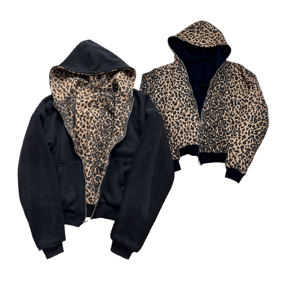 BLACK CHEETAH REVERSIBLE ZIP