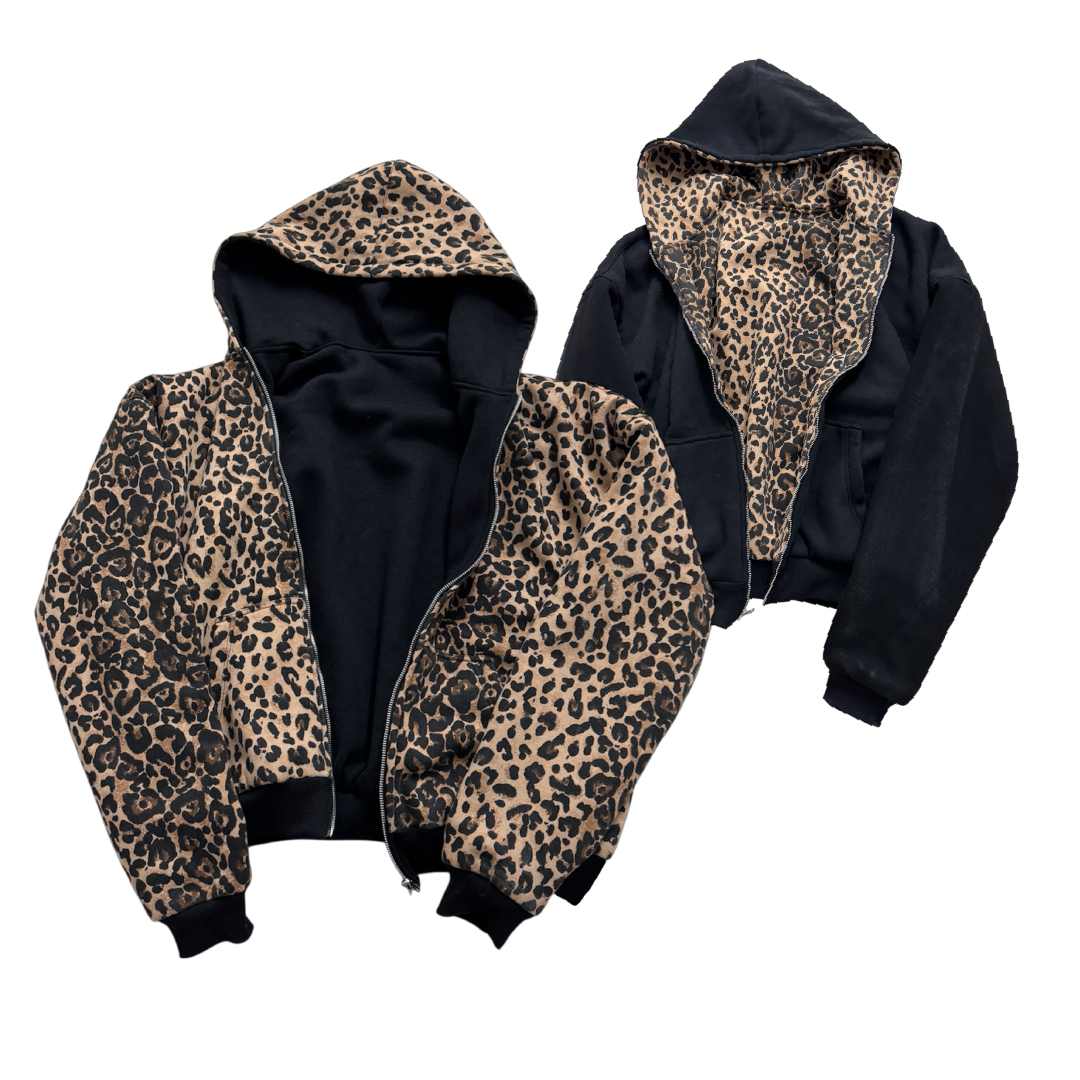 BLACK CHEETAH REVERSIBLE ZIP